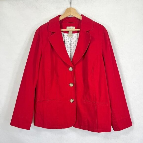L.L. Bean Lightweight Lined Blazer Jacket Academia Grandma Core Outdoor Red 18W - Picture 1 of 5
